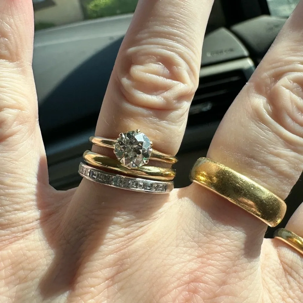 Antique 1.28ct OEC Diamond Victorian Solitaire 14K Yellow Gold Size 6.5 - Picture 3 of 13